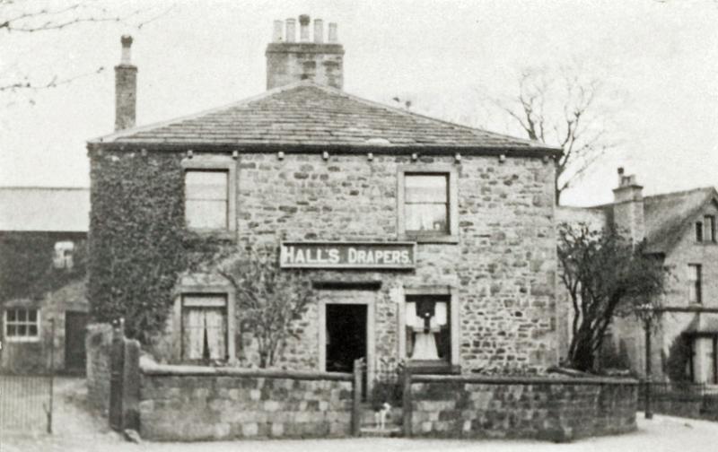 Drapers shop  c 1925.jpg - Robert Hall's Drapers shop in 1925, on corner of Church Street & Main Street. Where he traded before he had his new purpose built shop and house built in Station Road ( now the Vicarage ) The new shop was built by Mr Fido, a contractor from Settle around 1935. (  But possibly earlier - see comments below. )